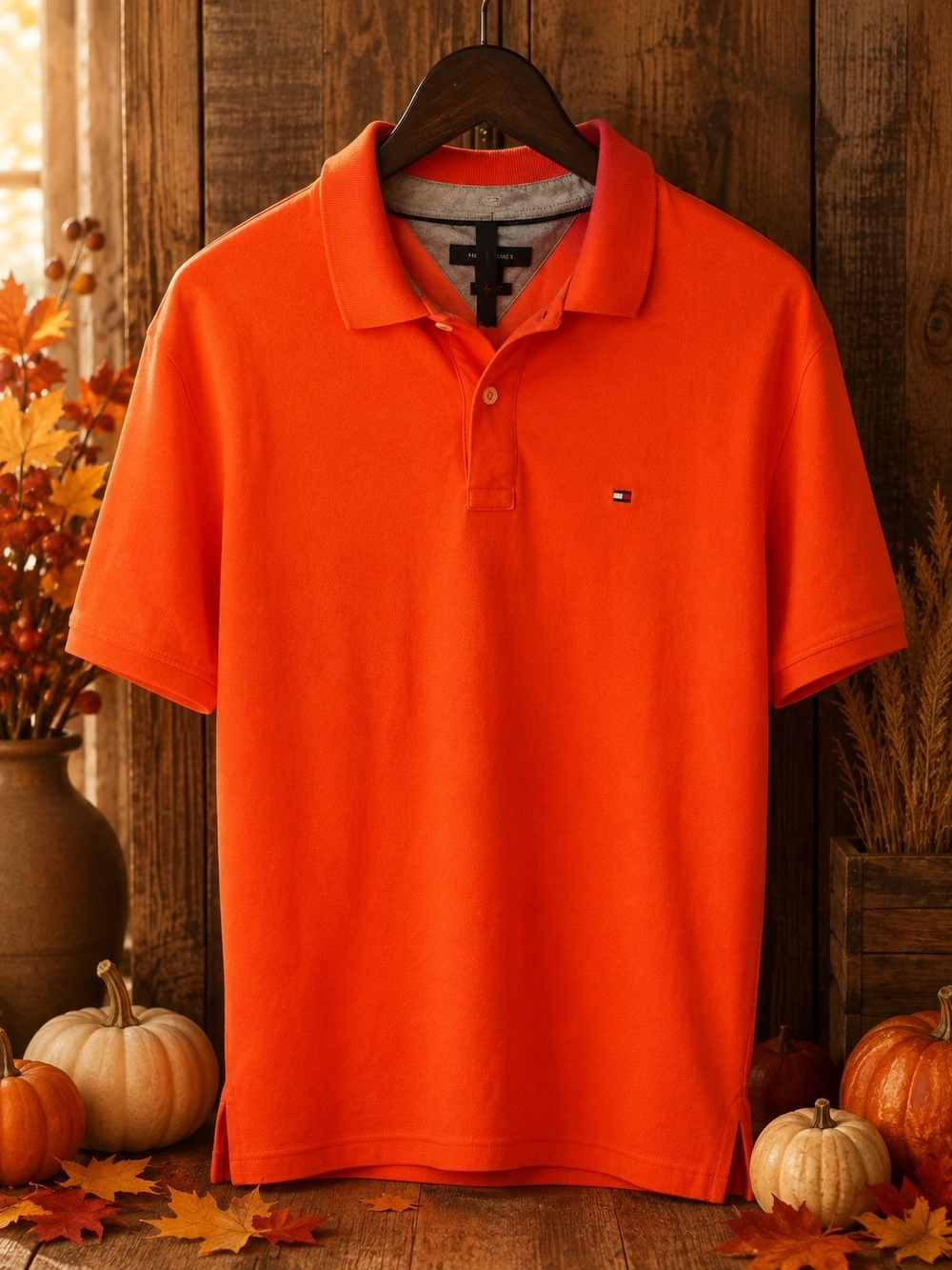 Tommy Hilfiger Men’s Bright Orange Short-Sleeve Polo
